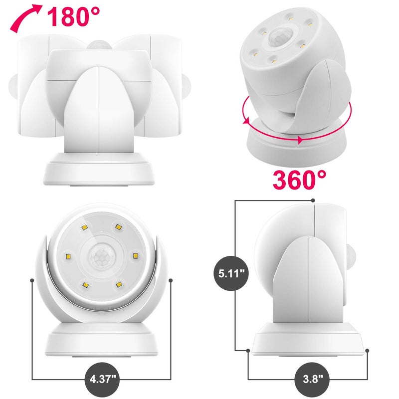 HONWELL Battery Operated Motion Sensor Light Outdoor Wireless Waterproof Spotlight Motion Detector Security Light, Light Sensor Auto On Off for Porch Stair Hallway Garage Wall Shed House Door (1Piece) - Image 5
